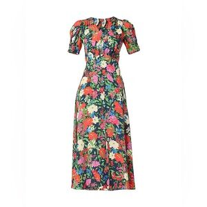 Shoshanna Bryson Floral Midi Dress Navy Multi Size 12